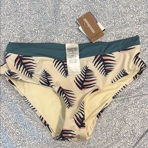Patagonia Tropical Leaf Bikini Bottom - Cream and Teal